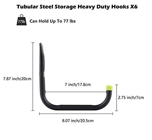Garage Organization Hooks Heavy Duty Garage Storage Utility Wall Hooks Garden Tool Wall Hanger for Ladder Bike Shelf Hose Power Tool 6 Pack - size: Large Hooks 6 Pack