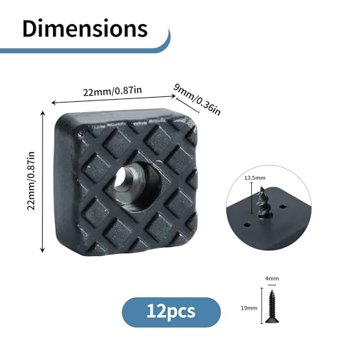 Alise 12Pcs Square Rubber Furniture Pads,Rubber Feet Slider Carpet Saver Hardwood Floor Protectors Surface Protection for Chair Table Sofa Couch Leg Caps Non Slip Furniture Grippers,Black,4/5-Inch - color: Black