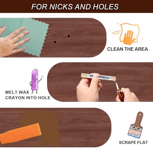 Wood Filler Sticks with 1P Box, 1P Knife, 1P Scraper and 1P Rag, Pletpet 10 Colors Furniture Crayon Touch Up Wood Filler Nail Hole Wax Sticks for Repairing Scratches and Nail Holes (10p) - size: 10p