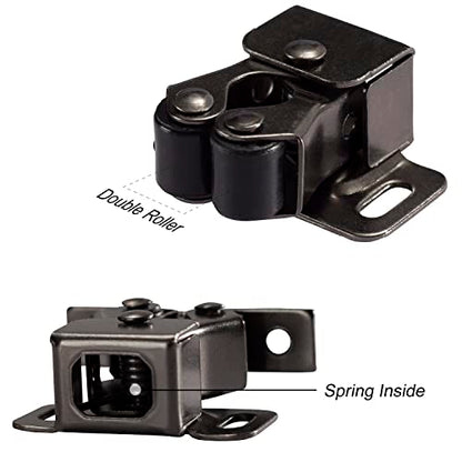 Keenkee 4 PCS Cabinet Latch Double Roller Catch Hardware for Cupboard Closet Kitchen Cabinet Door Latches and Catches, Black Nickel - color: BlackNickel 4ps