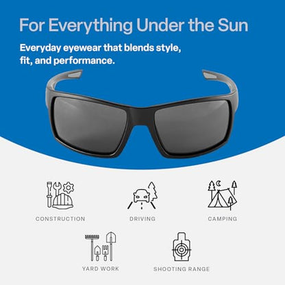 Bullhead Safety Amberjack Safety Glasses with Anti Fog and Scratch Resistant Lenses, Polycarbonate Protective Eyewear with UV Light Protection, Smoke Lenses, Matte Black Frame - color: Smoke Lens, Matte Black Frame, style: Anti-fog