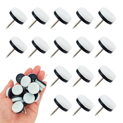 16pcs Nail on Furniture Glides 0.94 Inch (24mm) Diameter Double Thick Nylon White Chair Leg Floor Protectors Furniture Sliders Pads Table Foot Gliders for Hardwood Carpet and Tile Floors - size: 0.94 Inch (24mm)--White-16P