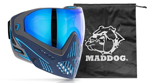 Maddog Dye i5 Thermal Anti-Fog Paintball Airsoft Mask Goggle System Combo with Microfiber Bag | Safety Certified Protection - color: Raiseup