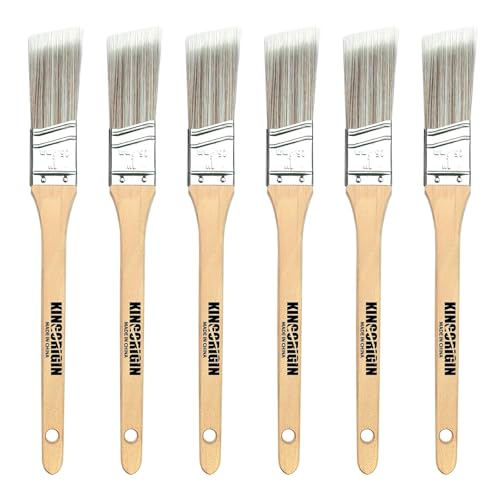 King Origin 6 Pcs Paint Brushes, 1 Inch Angled Paint Brush - Wood Handle, Thick & Dense Bristles for Smooth Finish, Small Paint Brush for Painting Walls, Trim, Art & Craft - size: 1 Inch, 6 Pack