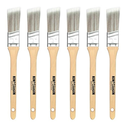 King Origin 6 Pcs Paint Brushes, 1 Inch Angled Paint Brush - Wood Handle, Thick & Dense Bristles for Smooth Finish, Small Paint Brush for Painting Walls, Trim, Art & Craft - size: 1 Inch, 6 Pack