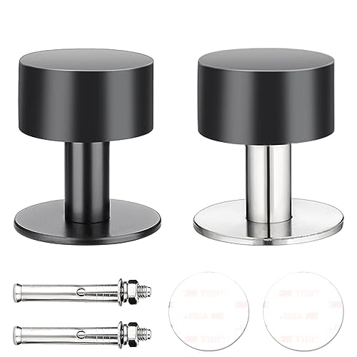 2 Pcs Door Stoppers, Heavy Duty Modern Cylindrical Doorstops Without Drill, Rubber Bumper Adhesive Door Stop Wall Protector,2.36inch