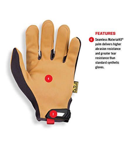 Mechanix Wear Material4x Original Gloves - Abrasion Resistant Gloves for Protecting Hands - Durable Synthetic Leather - Breathable - Comfort Fit - Machine Washable - Brown/Black - Small - size: Small
