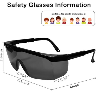 UV Light Safety Glasses Protection,UVC 400 Blue Light Blocking Protective Glasses Goggles ,Ansi Z87 Adjustable Temples Eyewear, Shaded Shatterproof Scratch Resistant Safe Sunglasses Black Color - color: Light Black