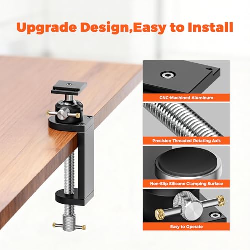 Luvan 360° Rotating Mini Bench Vise Stand, Double Locking Heavy-Duty Table Vise Stand with Enhanced Clamping Force, Adjustable Angle Vise Bracket Table Clamp Stand with Swivel Base for Fractal Vise ﻿ - color: Mount Vise and Grinder
