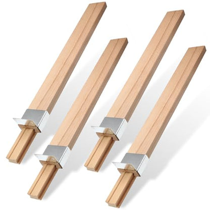 Luomorgo 4 Pack Wooden Drawer Slides Bottom Mount - 16 Inch Classic Center Guide Track with Metal Glides for Dresser/Cabinet Replacement