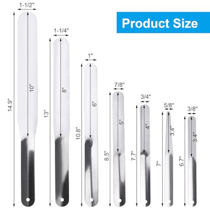 7 Packs Caulking Spatula Tool Set, Stainless Steel Multi-Size Caulk Finishing Spatulas for Bathroom, Kitchen, Window, and Door Sealing