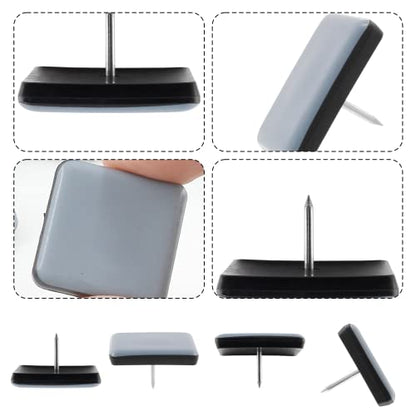 16pcs 1-1/2" (38mm) Nail on Furniture Sliders, Square Teflon Chair Feet Glides, Furniture Feet Glides Chair Leg Floor Protectors, Moving Sliders for Carpet, Cupboard (Grey, Black) - size: 1-1/2 inch (38mm)-16pcs
