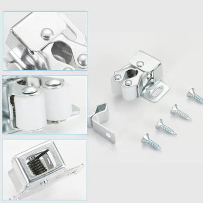 6 Pack Cabinet Latch - Double Roller Catch Hardware for Cupboard Closet Kitchen Cabinet Door Latches and RV Cabinet, Silver - color: Silver