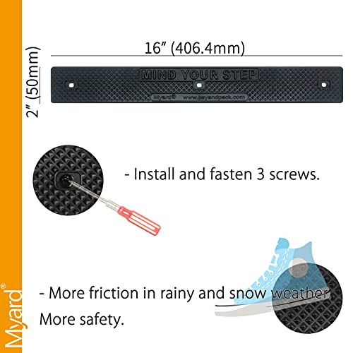 Myard Stair Treads 16"x2" with Screws Down Strip for Safety Stair Step Staircase Increase Safety on Slippery Stairs, Non-Slip, Footgrip, Antislip Strip, Slip Resistant, Decks, Stairs (8, Black) - color: Black, size: 16"x2" (Standard)