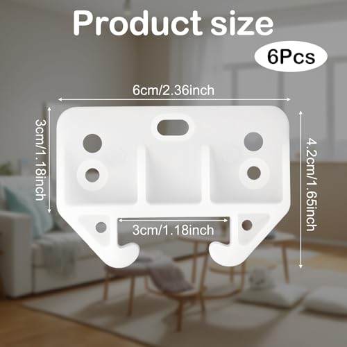 6PCS Plastic Drawer Guides White Drawer Rail Brackets White Drawers Track Guides Drawers Replacement Furniture Parts for Dresser Cabinet Closet