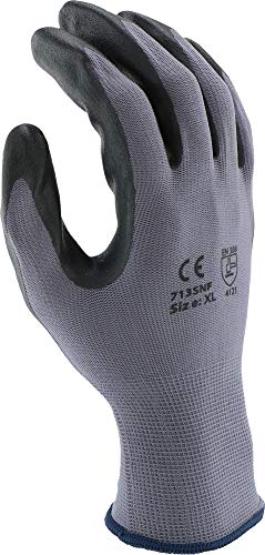 West Chester PosiGrip 713SNF Palm Dip Glove - [Pack of 12] Medium, Industrial Gloves, Black Foam Nitrile Coating on Polyester Shell, Knit Wrist - size: Medium