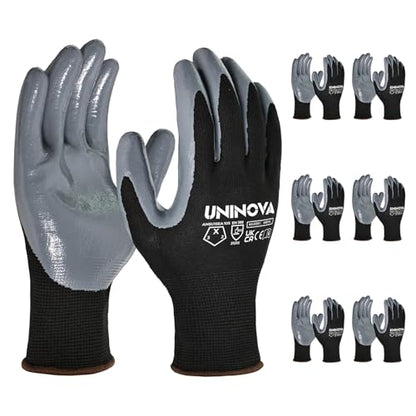 13 Gauge Smooth Nitrile Coated Work Gloves, Lightweight Thin Safety Utility Gloves,Non-Slip Abrasion-Resistant for Assembly, Inspection, Warehouse, DIY & General Handling 6 Pairs Large - color: 6 Pairs/Black