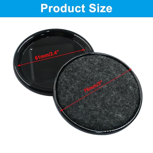 8Pcs Felt Furniture Sliders Reusable Carpet Base Furniture Cups,Moving Pads Sliders to Protect Hardwood (Round, 3 inch Dia, Black/Gray) - size: Round, 3 inch Dia