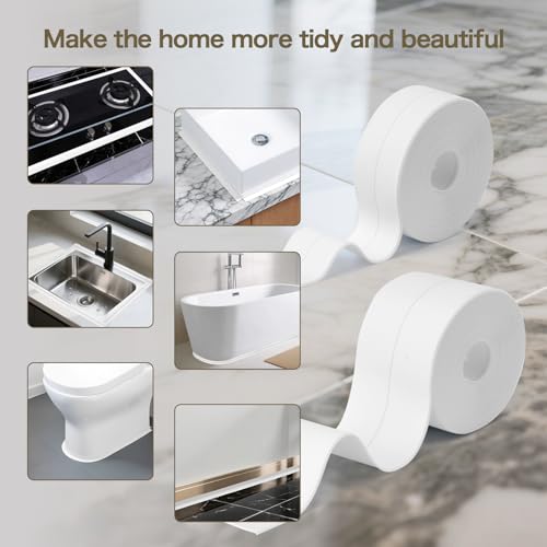 10.5 FT Toilet Sealing Strip Floor Sealant Tape (38 MM /1.5 IN-10.5FT),Caulking Decorative Tape White PVC Waterproof Stain Proof Self Adhesive Kitchen Toilet Bathtub Corner Protector - size: 38 MM /1.5 IN-10.5FT