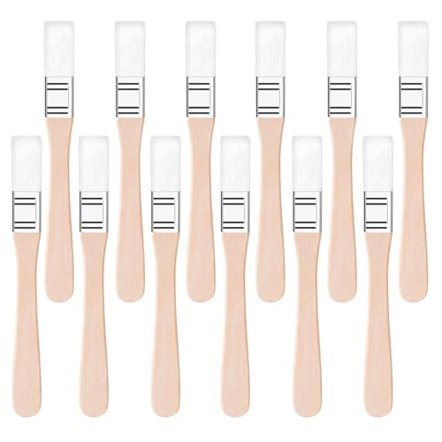 12PCS Paint Brushes,1/2 Inch Flat Small Paint Brush with Wood Handle,Nylon Bristle Trim Painting Tool,Touch Up Paints Brushes for Walls Cabinets Fences Furniture (White Pencil Hair) - color: White Pencil Hair