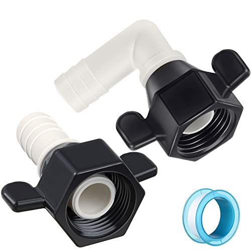 Dreyoo 1/2 Inch x 14 NPT x 1/2 Inch Barb Elbow and Straight Swivel Adapter RV Water Pump Fittings with Thread Seal Tape, 0.5 Inches Female Threaded Pex Fittings for Water Pump Strainer ()