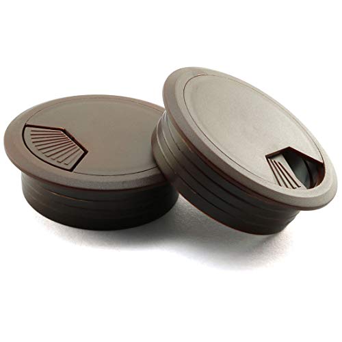 HJ Garden 2pcs 2inch Desk Wire Cord Cable Grommets Hole Cover for Office PC Desk Cable Cord Organizer Plastic Cover(Dark Brown) - size: 2inch