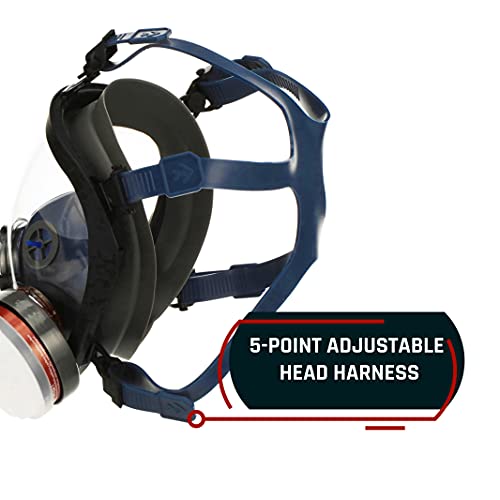Parcil Distribution Full Face Respirator Mask - Air Purifying, Organic Vapor & Particulate - Industrial Use - CE Tested - color: Pd-100 Smoke Black