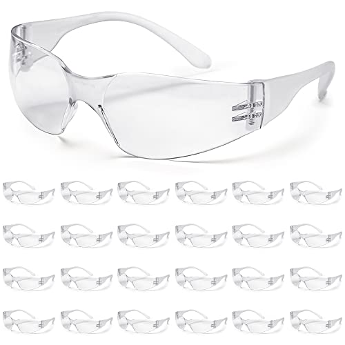 ATERET 24 Pairs Safety Glasses, Scratch Resistant Polycarbonate ANSI Z87.1 Impact Resistant Lens - color: Clear, size: 24 pairs