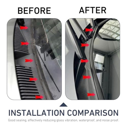 5.6Ft Windshield Cowl Rubber Seal Strip, Waterproof Soundproofing T-Shaped Windshield Sunroof Sealing Strips, Cuttable Automotive Rubber Trim for Windows, Rear Doors, and Roof (Black)