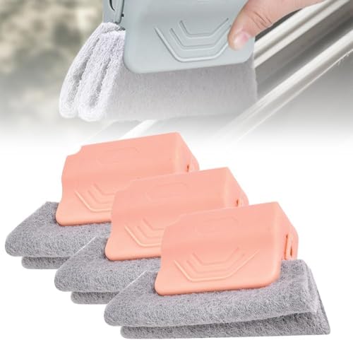 Magic Window Track Cleaner, Window Groove Cleaning Brush Tools Set, Multipurpose Cleaning Brush for Sliding Door Tracks, Tile Grout Lines, Shutter Slats, Car AC Vents, and Narrow Gaps (Pink-3pcs) - color: Pink-3pcs
