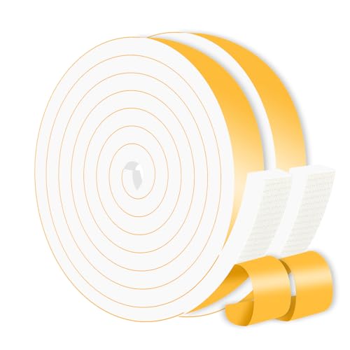 Weather Stripping,Door Seal Strip,Strong Adhesive, Lightproof, Soundproof Foam,Door Seal Strip for Door Frame,Window Frame,Sliding Door (White,1 in x 1/2 in x 26Ft) - size: 1 In x 1/2 In x 26 Ft
