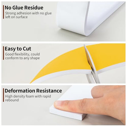 Yotache White Foam Weather Stripping Adhesive 2" x3/8" for Windows Air Conditioning AC Insulation, Garage Door Sealing, Total 6.5 Feet Long - size: 2"x3/8"x6.5FT