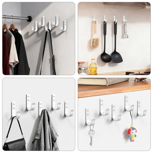 15-Pack White Metal Wall Hooks, Heavy Duty Screw-in Coat Hooks Wall Mounted for Hanging Towel, Clothing, Robe, Single Hooks for Bathroom, Entryway, Garage Organization - color: 15PCS+White