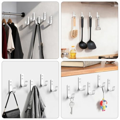 15-Pack White Metal Wall Hooks, Heavy Duty Screw-in Coat Hooks Wall Mounted for Hanging Towel, Clothing, Robe, Single Hooks for Bathroom, Entryway, Garage Organization - color: 15PCS+White