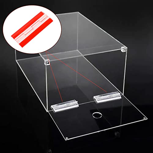 2 Pcs Acrylic Small Plastic Hinges - Continuous Transparent Self-Adhesive Folding Hinge Tools for Cabinet Drawer Furniture Aquarium DIY Crafts Display Stand 100x42 mm - size: 100 x 42 mm