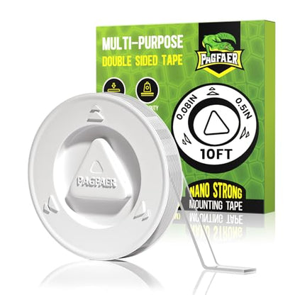 Double Sided Tape Heavy Duty, Double Sided Mounting Tape, Strong Heavy Duty Double Sided Tape for Walls Clear Hanging Adhesive Strips (10FT+0.5in+0.08in) - size: thick