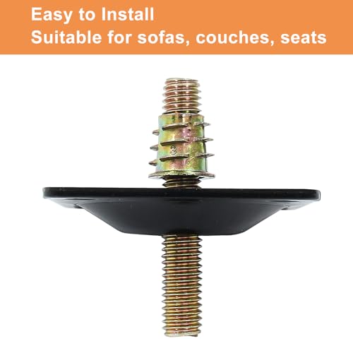 Set of 4 Leg Mounting Plates Kit, M8 Thread Furniture Sofa Legs Attachment Plates T-Plate for Repairing Damaged Sofa Couch Seats, with Hanger Bolts, Screws (Black) - color: Black, size: 5/16" (M8) -No Angle