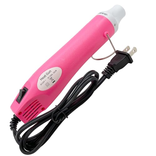 Mini Heat Gun, Portable Hot Air Gun Tool for DIY Crafts Heat Shrink Gun for Epoxy Resin, Embossing, Shrinking Wrapping Drying Paint Removing Stickers (Pink) - color: Pink