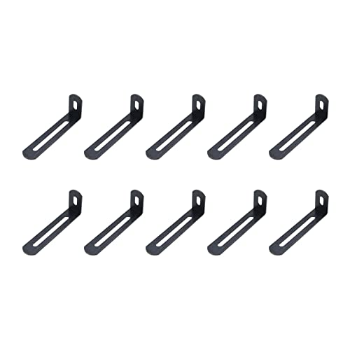 KUMGROT 10pcs L Shape Corner Brace Adjustable Corner Bracket with Slot Heavy Duty Black Shelf Bracket for Case Furniture 73×25×15mm/2.87×0.98×0.59in Black - size: 73mm, style: L-shaped Brackets