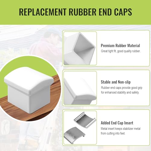 AC36-2 Ladder Stabilizer Rubber End Caps for Werner Standoff/Stabilizer AC78 & AC76, Extension Ladder Stabilizer Pads with Metal Insert, Ladder Rubber End Caps Fits Extension Ladder Standoff, 2 Pack