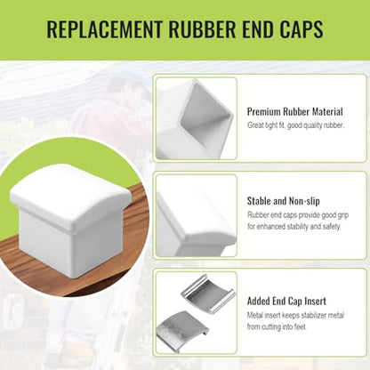 AC36-2 Ladder Stabilizer Rubber End Caps for Werner Standoff/Stabilizer AC78 & AC76, Extension Ladder Stabilizer Pads with Metal Insert, Ladder Rubber End Caps Fits Extension Ladder Standoff, 2 Pack
