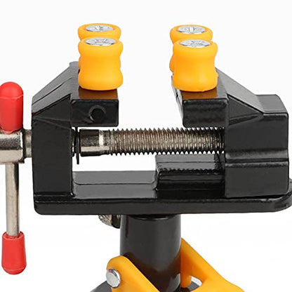 Universal Mini Table Vise Clamp 360° Suction Vice Clamp Drill Press Vise Table Bench Vice Craft Vise DIY Sculpture Craft Carving Tool for Jewelry Watch Walnut