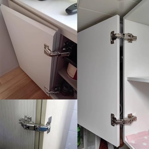 2 Pack 180 Degree Frameless Full Overlay Cabinet Doors Hinges,Clip ON Plate, Concealed Hydraulic Adjustable Mounting, Soft Closing Nickel-Plated Steel Buffer Dampers, 180 Degree Hinge - color: 180°-2pcs