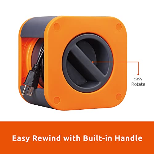 Link2Home Cord Reel 25 ft. Extension Cord 4 Power Outlets, 2 USB Ports, 2.4A Fast Charge – 16 AWG SJT Cable.