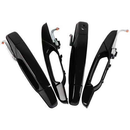 Exterior Black Outside Door Handle 4PCS Front Rear Driver & Passenger fits 2007-2014 Cadillac Escalade Chevy Avalanche Silverado Suburban GMC Sierra Yukon # 20828258 22738721 25960525 22738722 - color: Black