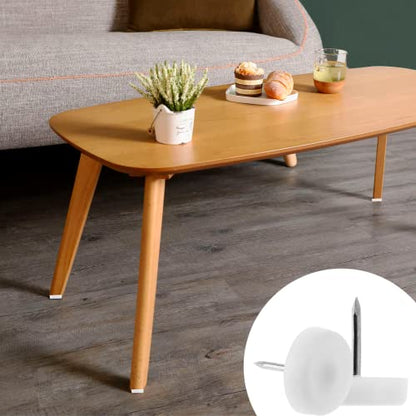100 PCS Nail in Furniture Glides 18mm Nylon Chair Glides for Wood Floors, White Plastic Table Leg Protectors Chair Feet Sliders, Plastic Chair Legs Tack on Furniture Pads for Hardwood Floors - size: 100 PCS