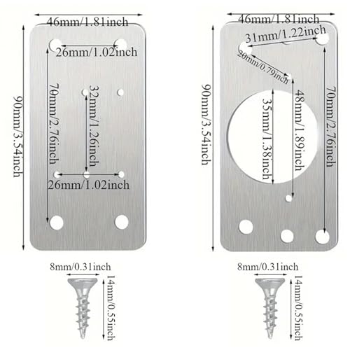 Hinge Repair Plate,10PCS Cabinet Hinge Repair Plate with Customized Screws,Stainless Steel Kitchen Cupboard Door Hinge Repair Brackets with Holes for Kitchen Cupboards Door - style: Modern-10pcs-rectangle