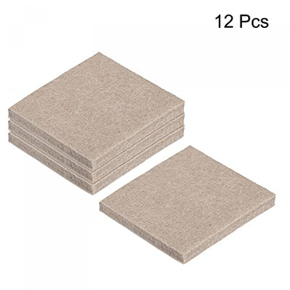 uxcell Felt Furniture Pads Self Adhesive Square Furniture Felt Pads, Anti Scratch Floor Protectors for Furniture Legs Hardwood Floor 1.6 Inch x 1.6 Inch Beige 12pcs - size: 1.6 Inch x 1.6 Inch