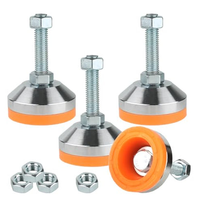 Heavy Duty Leveling feet,Machine Leveling feet 2.36" Dia Base, Leveling feet M12 Thread, 1300 Lb Capacity,Capacity for Workbench, Machine, Cabinet, More(D60xM12xH50,4 Pack,Orange) - size: D60xM12xH50,4 Pack