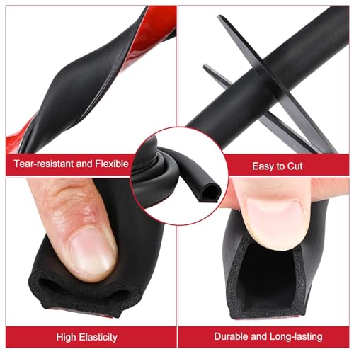 Pangda 18Ft D Shape Rubber Weather Stripping Foam Self-Adhesive EPDM Door Seal Strip for Noise Reduction Waterproof Dustproof for Cars Boats Truck RVs Windows Doors (3/4" W × 3/4" H) - size: 18ft L, style: 3/4" W × 3/4" H